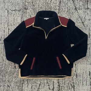 L.L. Bean SIGNATURE NWOT Navy Teddy Jacket with Yellow and Maroon Accents